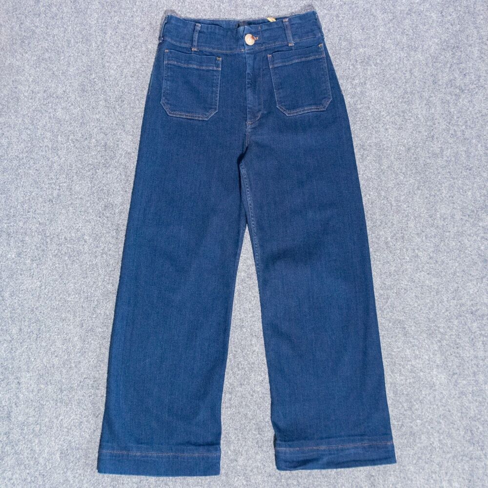 Anthropologie Maeve Colette Wide-Leg High Rise Jeans 30x27.5 Classic Wash Blue